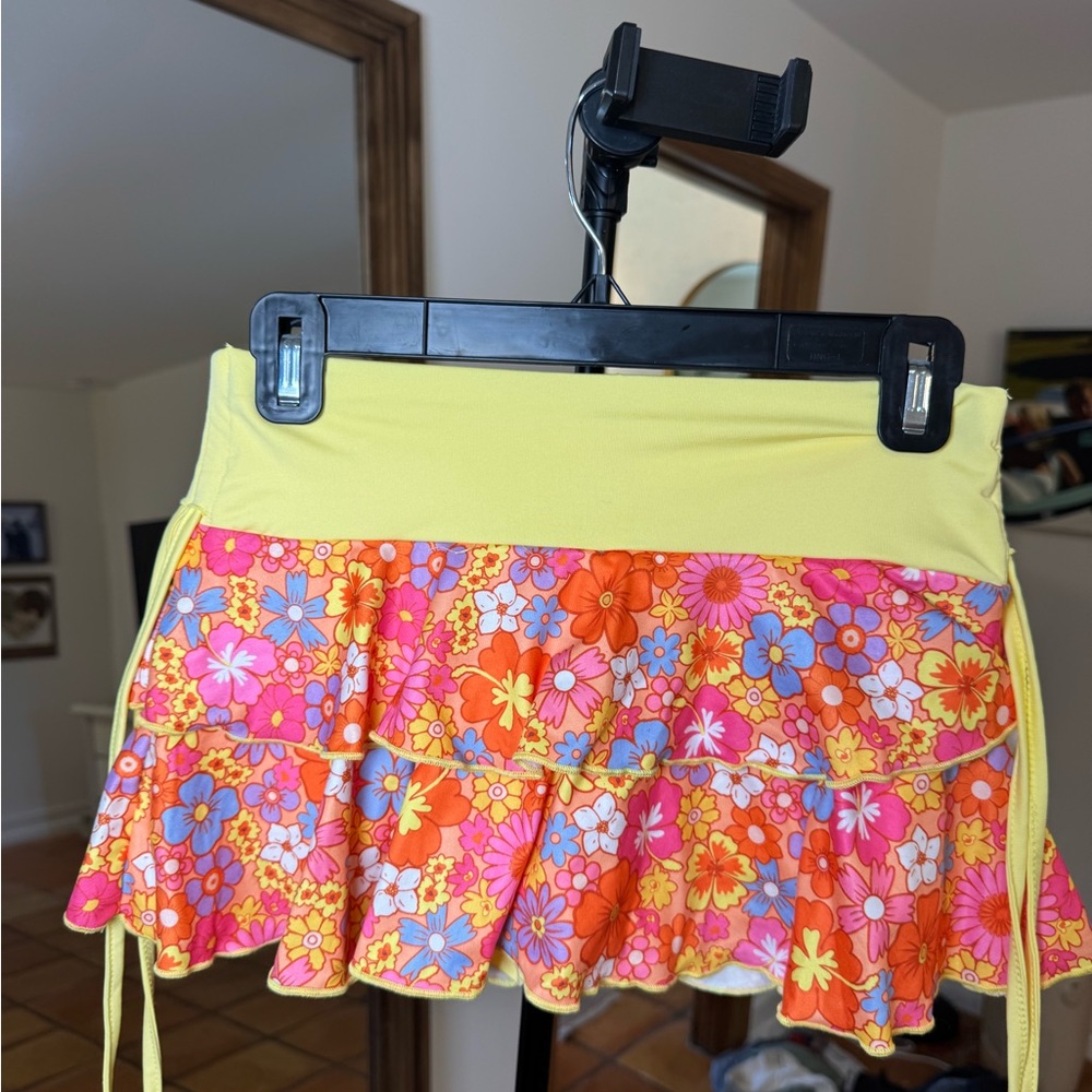 Floral Yellow and Pink Women's Skirt